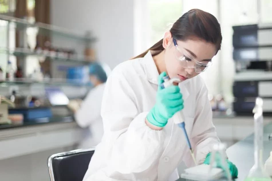Peptixa laboratory technicians conducting analytical testing
